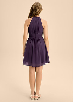Azazie Bonnie Junior A-Linie Plissee Chiffon Kleid Pflaume image2