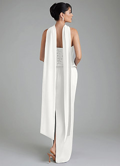 Azazie River Bridesmaid Dresses White Sheath Corset Stretch Satin Convertible Dress image14