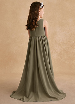 Azazie Pip Flower Girl Dresses Willow Green A-Line Sleeveless Chiffon Dress image3