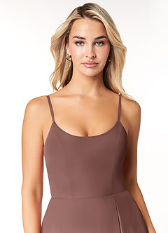 Azazie Moira Robes de demoiselle d'honneur Robe Trapèze en Mousseline de soie Décolleté Expresso image6