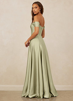 Christian Siriano Bridal for Azazie 1002 Bridesmaid Dresses Pistachio A-Line Off the Shoulder Stretch Satin Convertible Dress image3