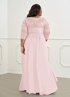 Azazie Hayek Mother of the Bride Dresses Blushing Pink A-Line V-Neck Lace Chiffon Dress image7