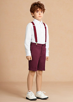 front Finn Burgundia Chłopięcy 3-częściowy kombinezon z krótkimi spodenkami