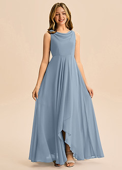 Azazie Mannie Junior Linia A Pofałdowany Szyfon Asymetryczny Młodsza druhna Sukienka image3