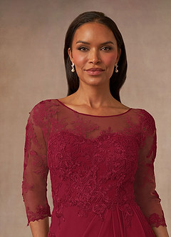 Azazie Calanthe Mother of the Bride Dresses Burgundy A-Line Scoop Chiffon Dress image5