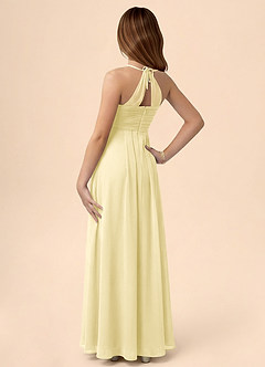 Azazie Ginny Junior Lemon Sorbet A-Line Pleated Chiffon Dress image2