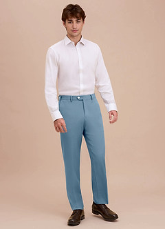 front Ethan Light Blue Refined Weave Dress Pants