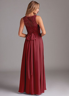 Azazie Kingsley Bridesmaid Dresses Pomegranate A-Line Lace Chiffon Dress image2