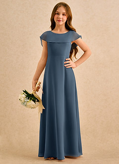 Azazie Kittie Girls Formal Flower Girl Klänningar Klä A-Line i Chiffong image5