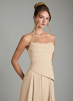 Azazie Gabriela Robes de demoiselle d'honneur Robe Trapèze en Mousseline de soie Corset Champagne image10