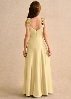 Azazie Rosita Girls Formal Blumenmädchenkleider A-Linie Plissee Stretch-Satin Kleid Butter image5