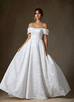 Azazie Efina Hochzeitskleider Ballkleid Blumen-Jacquard Kleid Diamantweiß image3