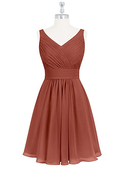 Azazie Grace Bridesmaid Dresses Auburn A-Line Pleated Chiffon Dress image7