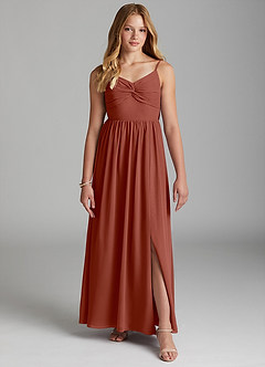 Azazie Zeya Junior Auburn A-Line Chiffon Dress image3