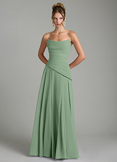 Azazie Gabriela Bridesmaid Dresses Matcha A-Line Corset Chiffon Dress image7