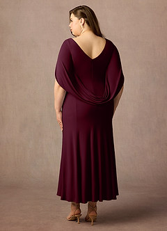 Azazie Bellona Mother of the Bride Dresses Cabernet Sheath Boatneck Luxe Knit Dress image9