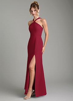 Azazie Rue Bridesmaid Dresses Burgundy A-Line Halter Chiffon Dress image5