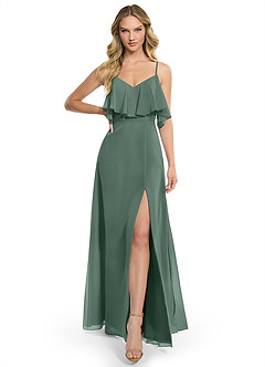 Azazie Jean Bridesmaid Dresses Sea Moss A-Line Chiffon Convertible Dress image1