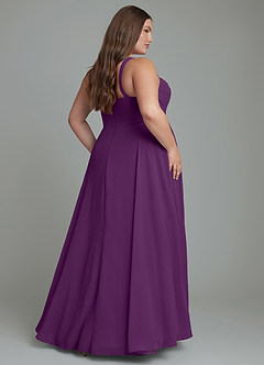 Azazie Shaude Bridesmaid Dresses Grape A-Line Pleated Chiffon Dress image7