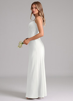 Azazie Suttona Brudtärnklänningar Klä av A-Linje i Stretch Satin Plisserad Vit image5