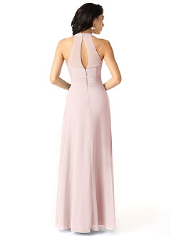 Azazie Danica Bridesmaid Dresses Blushing Pink A-Line Pleated Chiffon Dress image2