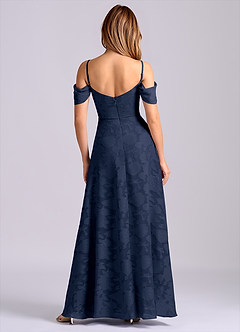 Azazie Marley Final Sale Dark Navy A-Line Off the Shoulder Floral Burnout Convertible Dress image6