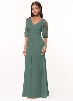 Azazie Noelia Final Sale Candy Pink A-Line Pleated Mesh Dress image3