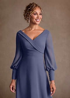 Azazie Paterson Klänningar till brudens mor Klä A-Line i Chiffong Plisserad Stormig image6