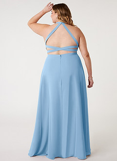 Azazie Clarice Bridesmaid Dresses Powder Blue A-Line Halter Chiffon Dress image9