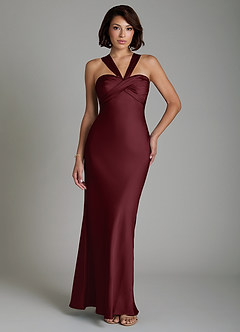 Azazie Zaria Bridesmaid Dresses Cabernet Mermaid Sweetheart Neckline Stretch Satin Dress image1