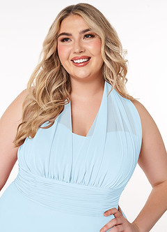 Azazie Fifi Bridesmaid Dresses Sky Blue A-Line Strapless Chiffon Convertible Dress image16