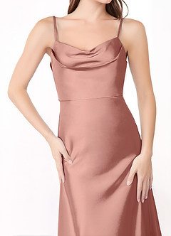 Azazie Alaija Bridesmaid Dresses Rosette Mermaid Side Slit Stretch Satin Dress image5