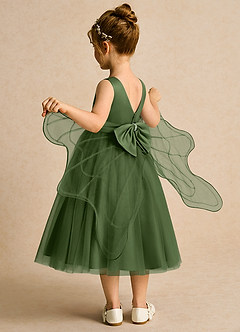 Azazie Pear Flower Girl Dresses Olive Ball-Gown Bow Tulle Dress image5