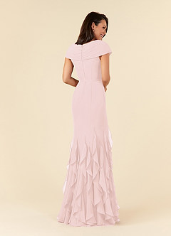 Azazie Bailora Kleider für die Brautmutter Meerjungfrau-Linie Gestreift Chiffon Kleid Zartrosa image3