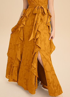 Azazie Peyton Junior Vestido de Caramelo de Devorado Floral de Corte en A con Plisado image8