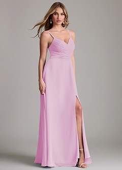 Azazie Terese Bridesmaid Dresses Candy Pink A-Line Pleated Chiffon Dress image3