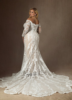 Azazie Empiria Wedding Dresses Diamond White Champagne Mermaid Sequins Tulle Dress image8