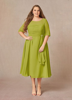 Azazie Naomi Abiti per la Madre della Sposa Abito A-Line in Chiffon Plissettato con Scollo a Barca Citronella image10