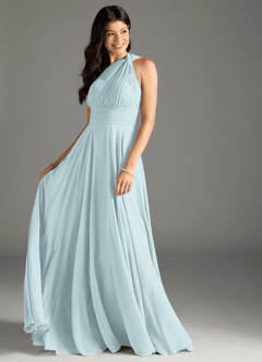 Azazie Charlize Bridesmaid Dresses Mist A-Line One Shoulder Chiffon Dress image3