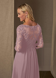 Azazie Hayek Mother of the Bride Dresses A-Line V-Neck Lace Chiffon Floor-Length Dress image6