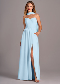 Azazie Joni Bridesmaid Dresses Sky Blue A-Line Strapless Chiffon Convertible Dress image1