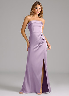 Azazie Aretha Bridesmaid Dresses Frosted Lilac A-Line Strapless Stretch Satin Convertible Dress image4