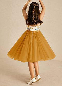Azazie Jollie Flower Girl Dresses Butterscotch A-Line Spaghetti Strap Tulle Dress image2