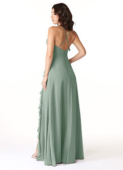 Azazie Tarni Bridesmaid Dresses Silver Sage A-Line Chiffon Dress image2