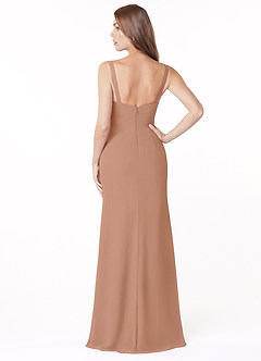 Azazie Salma Final Sale Champagne Rose Sheath Side Slit Chiffon Dress image2