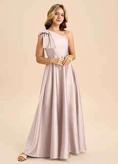 Azazie Penguin Junior Abito A-Line in Raso Elasticizzato Fiocco Rosa Rossore image4