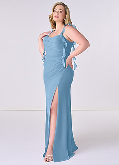 Barbie ♥ Azazie Bridesmaid Dresses Steel Blue Mermaid Corset Chiffon Dress image9