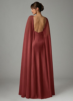 Azazie Stefania Robes de demoiselle d'honneur Robe Trapèze en Satin extensible Terracotta image4