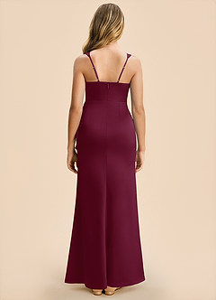 Azazie Adrienne Junior Mulberry Sheath Pleated Stretch Satin Dress image2