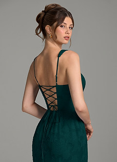 Azazie Apolline Bridesmaid Dresses Pine Mermaid Corset Floral Burnout Dress image6